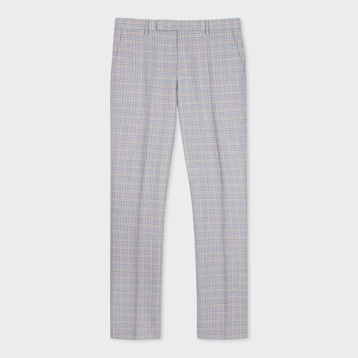 Ecru Check Slim Fit Wool Trousers main product photo