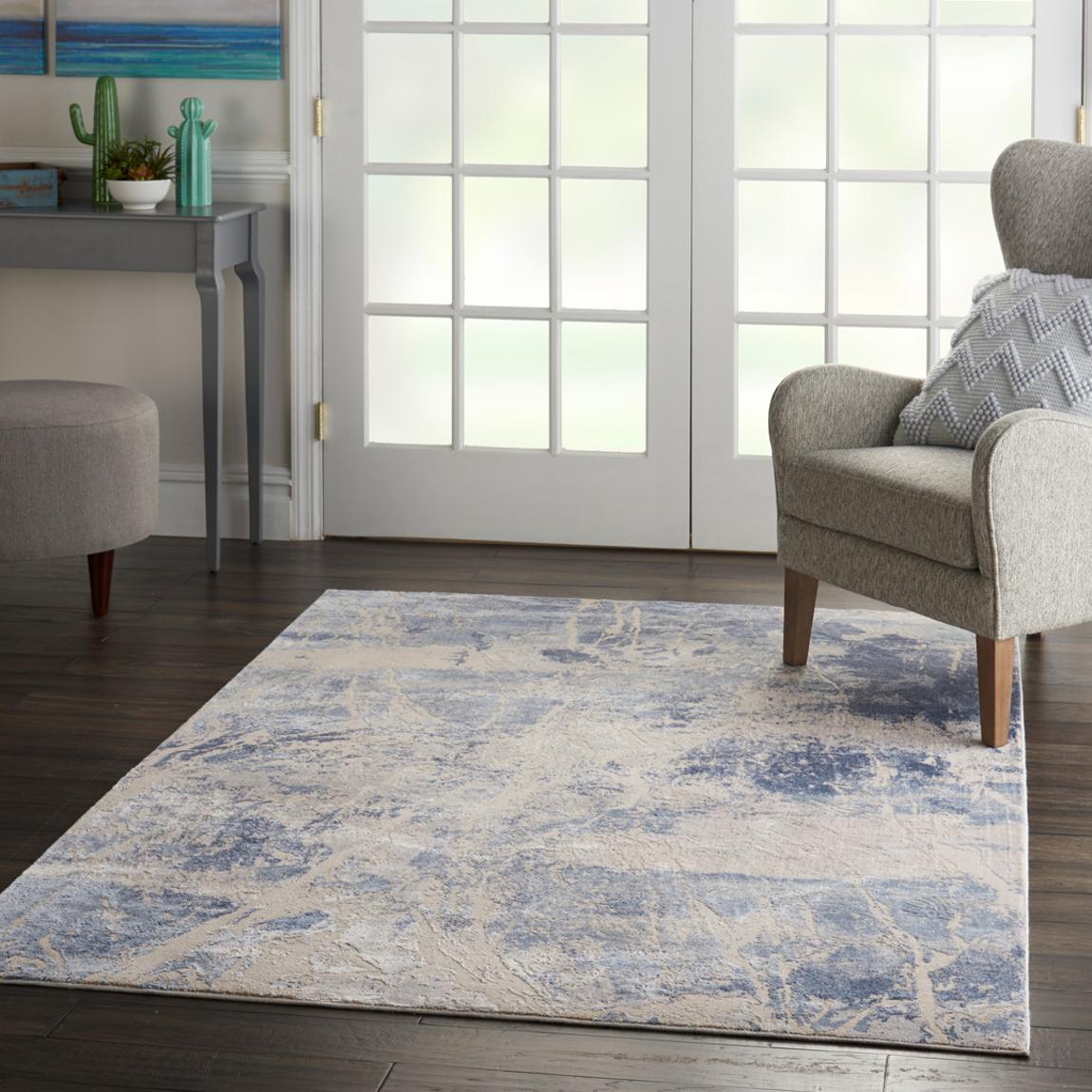 Silky Textures SLY02 180 x 119cm Rug, Blue/Cream main product photo