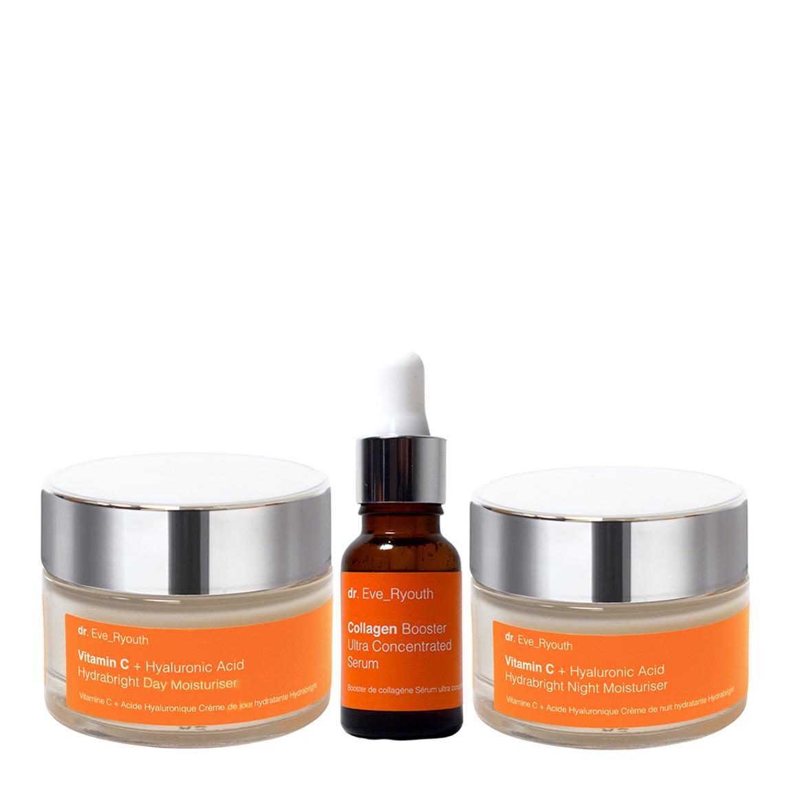 Vitamin C + Hyaluronic Acid Hydrabright Day Moisturiser 50Ml
Vitamin C + Hyaluronic Acid Hydrabright Night Moisturiser 50Ml+ Collagen Booster Ultra Concentrated Serum 15Ml main product photo
