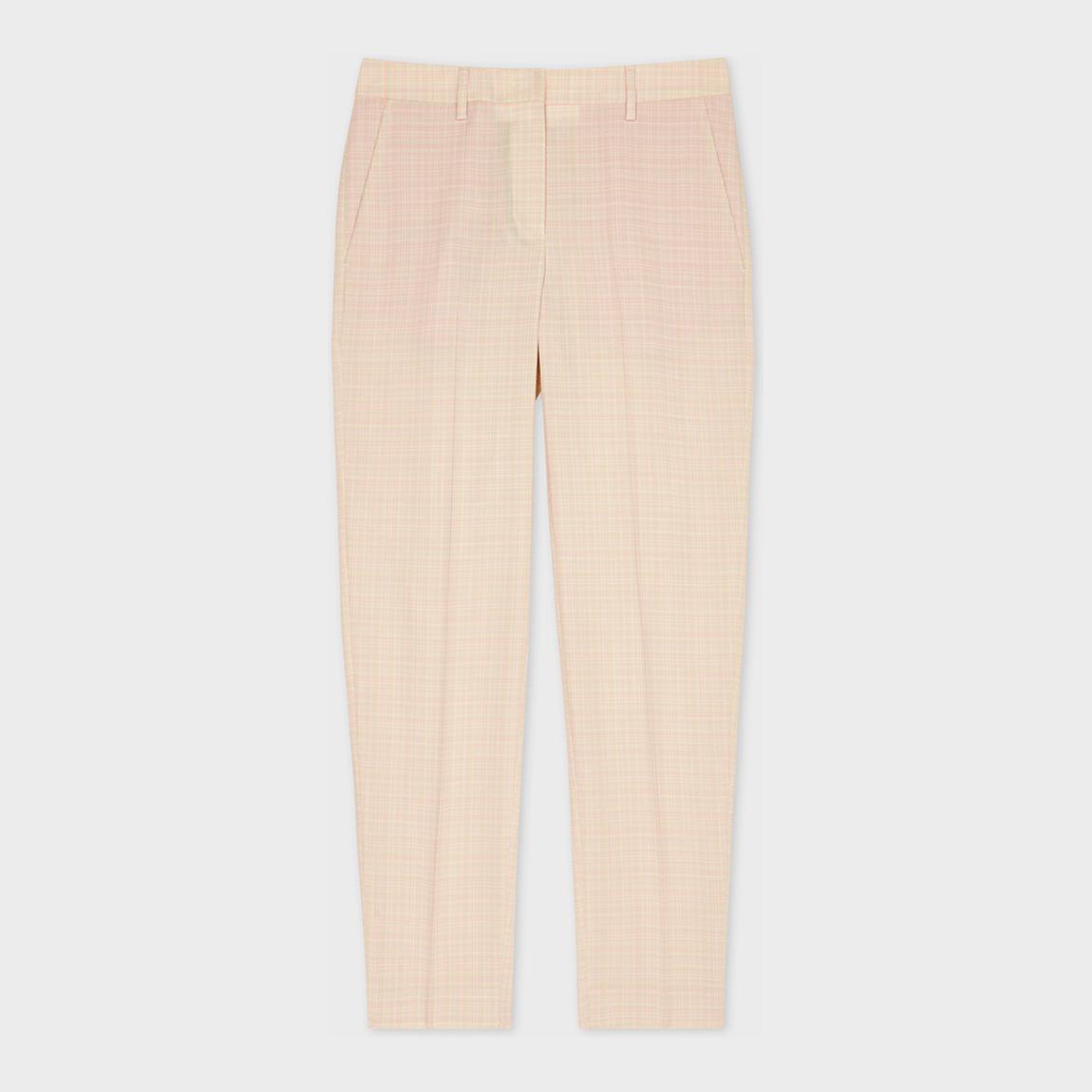 Light Pink Check Tapered Wool Trousers main product photo