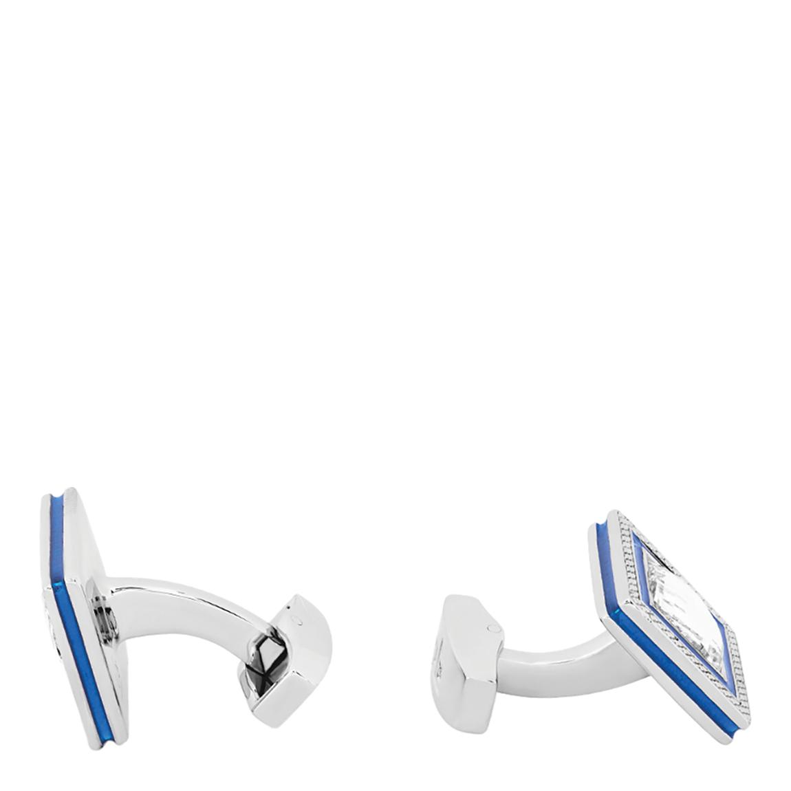Quadrato cufflinks with navy enamel & clear Swarovski elements main product photo