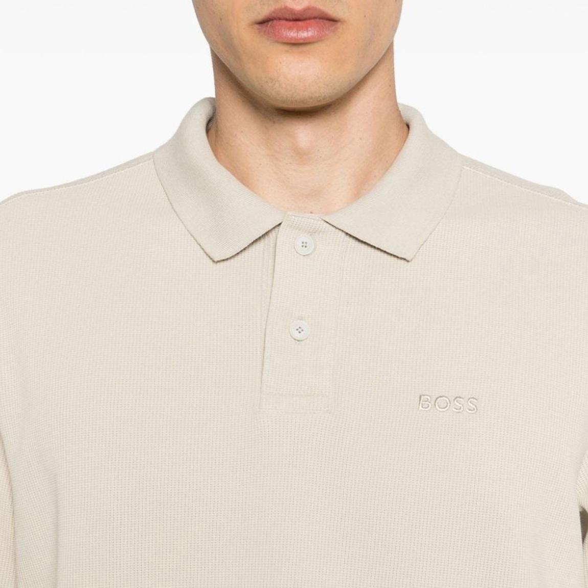 Ecru Long Embroidered Polo Shirt main product photo