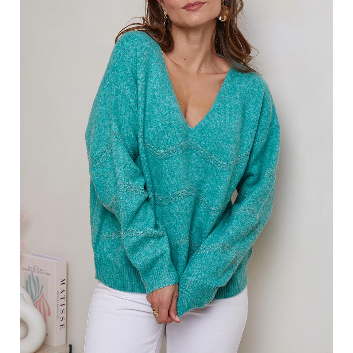 Teal Chevron Cashmere Blend Jumper main product photo