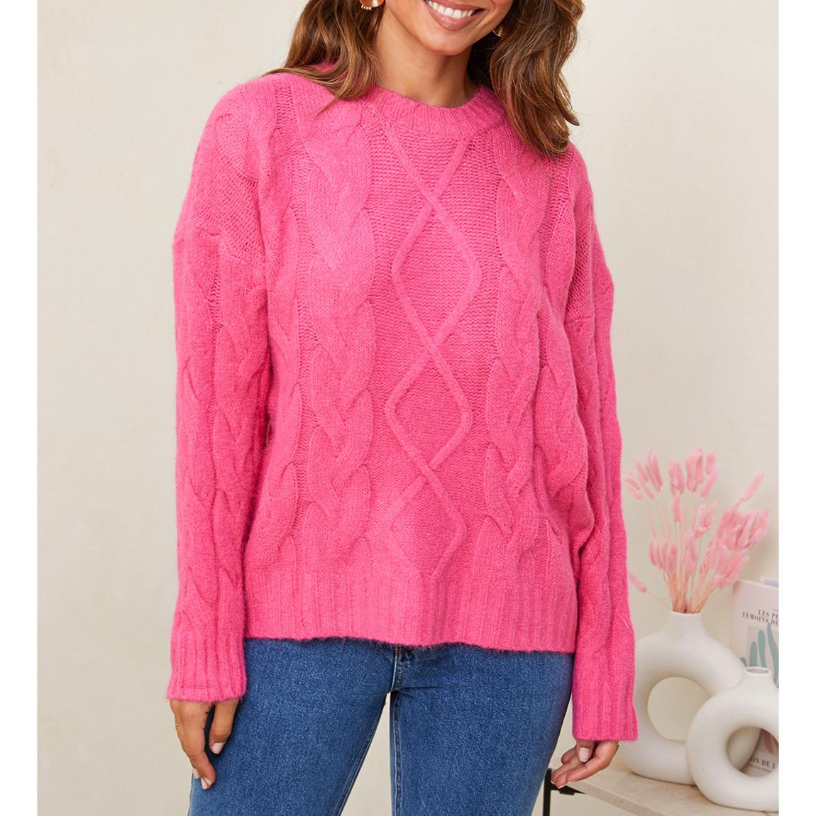 Pink Cashmere Blend Cable Jumper main product photo