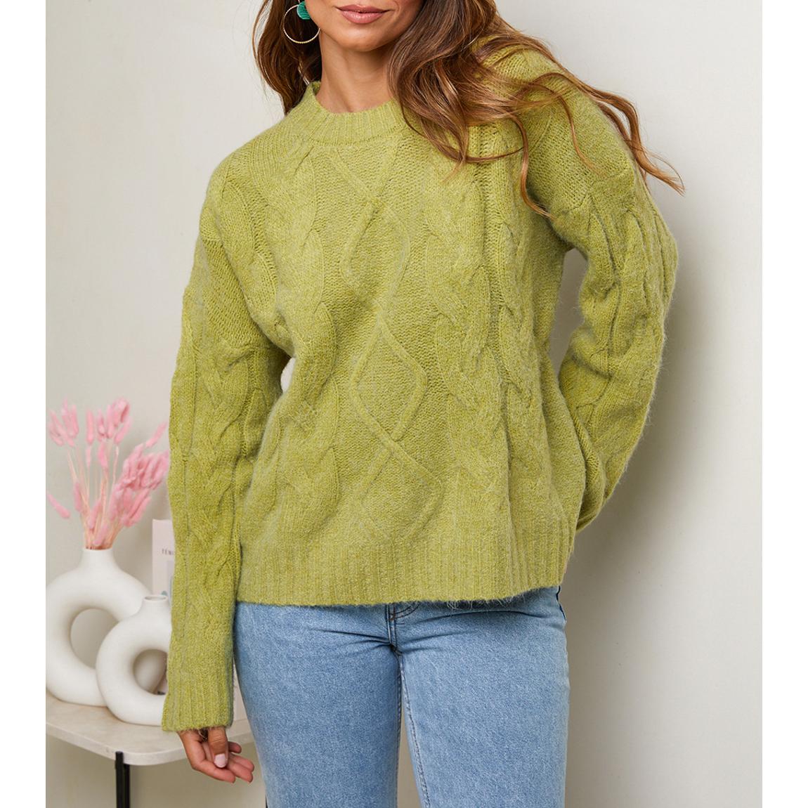 Green Cashmere Blend Cable Jumper main product photo