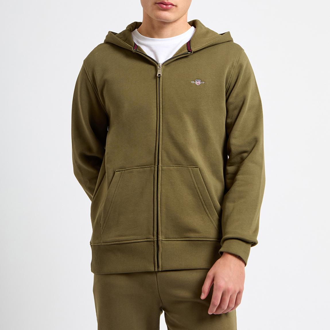 Khaki Shield Logo Zipped Hoodie main product photo