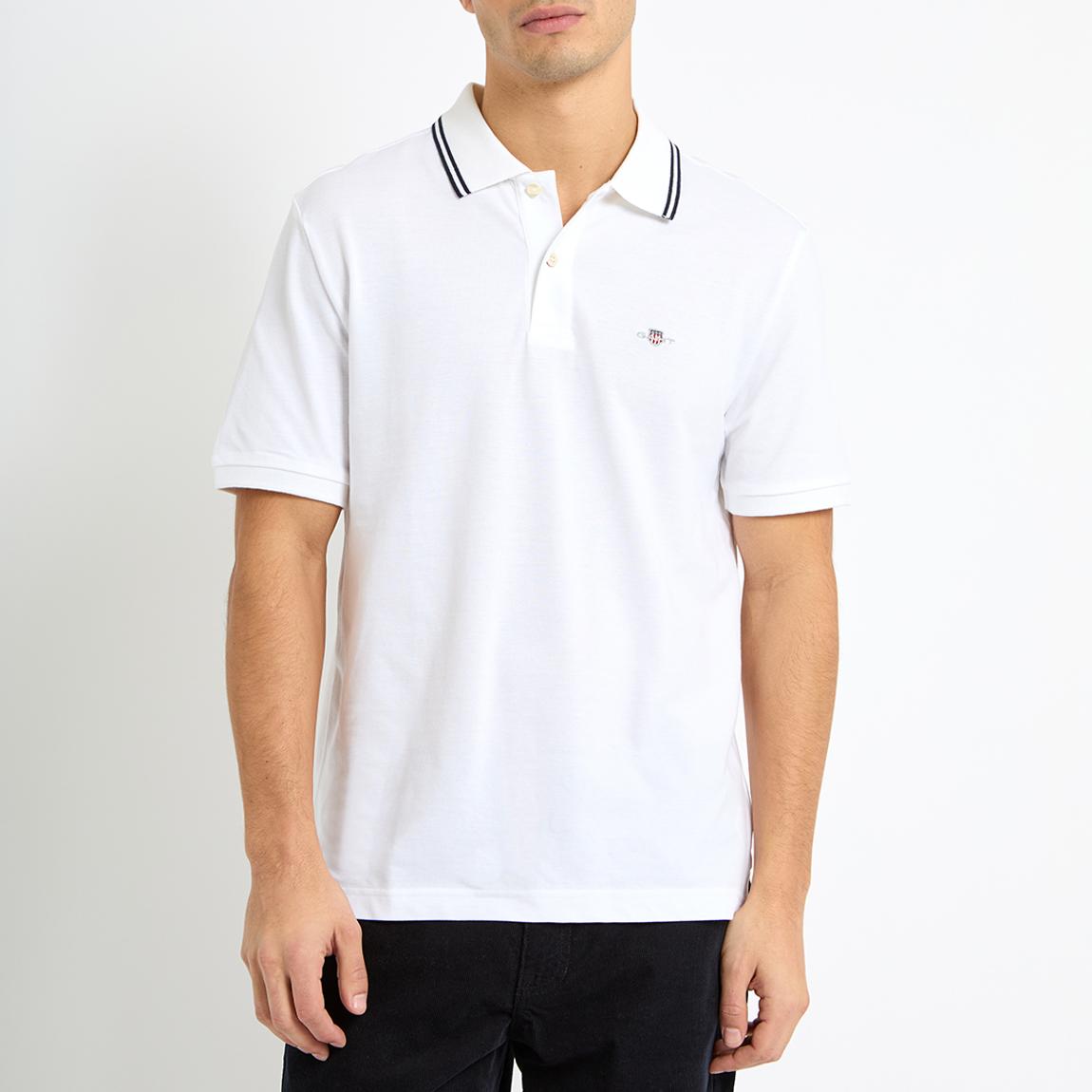 White Tipping Collar Cotton Polo Shirt main product photo