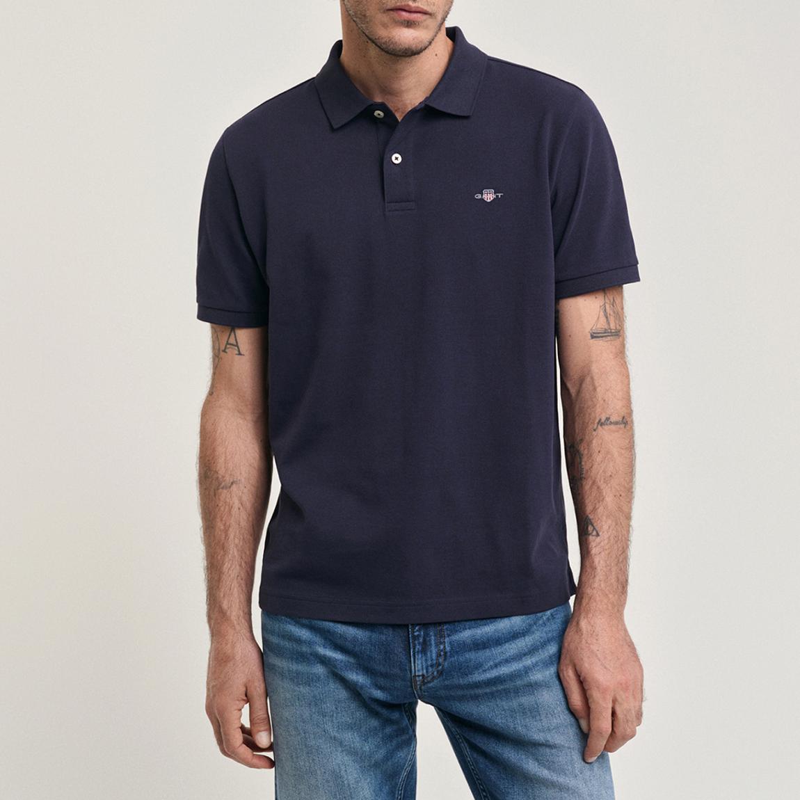 Navy Archive Shield Cotton Polo Shirt main product photo