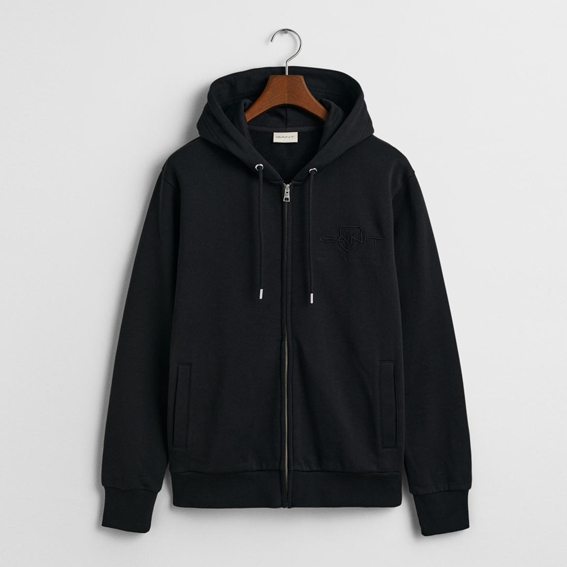 Black Tonal Shield Full Zip Hoodie main product photo