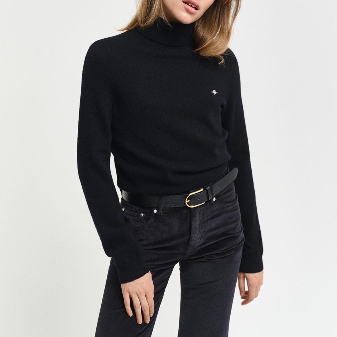 Black Lambswool Blend Roll Neck Jumper main product photo