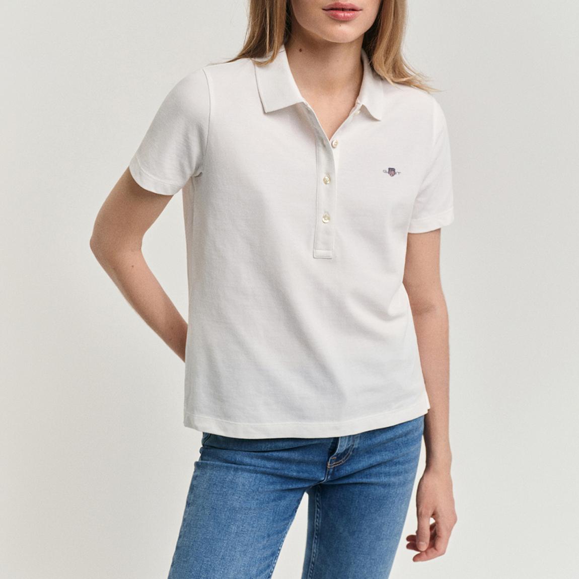 White Embroidered Archive Shield Polo Shirt main product photo