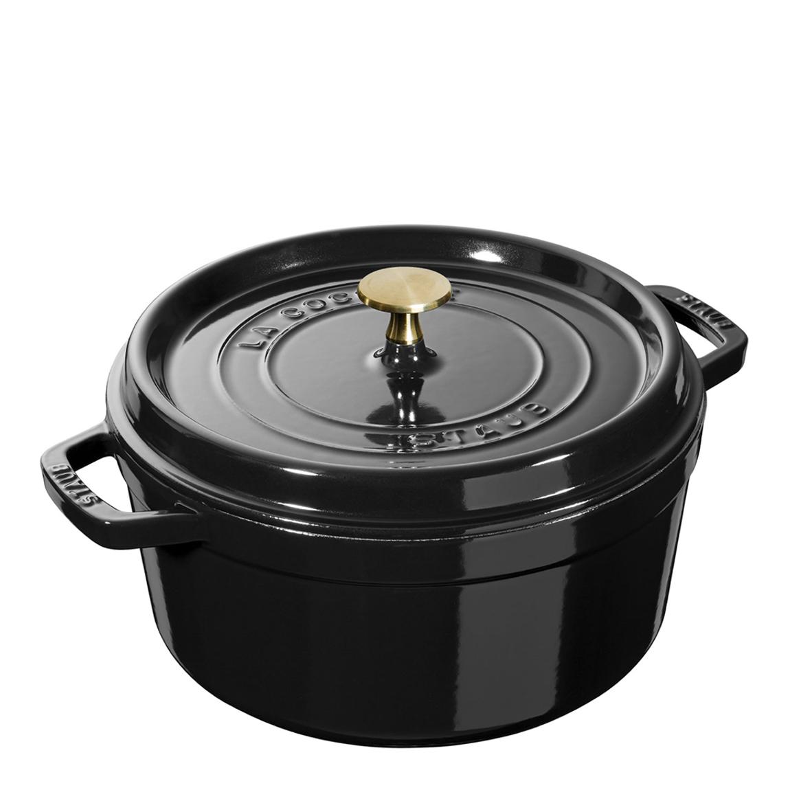 Shiny Black Round Coccotte, 22cm main product photo