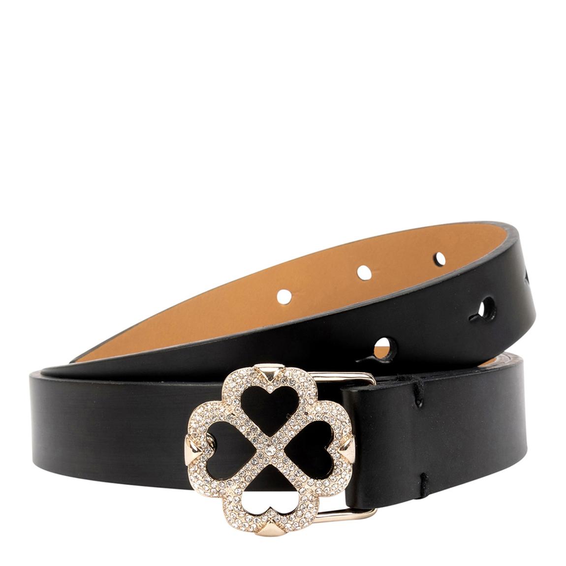 Black 20mm Pave Spade Flower Plaque Belt Spazz main product photo