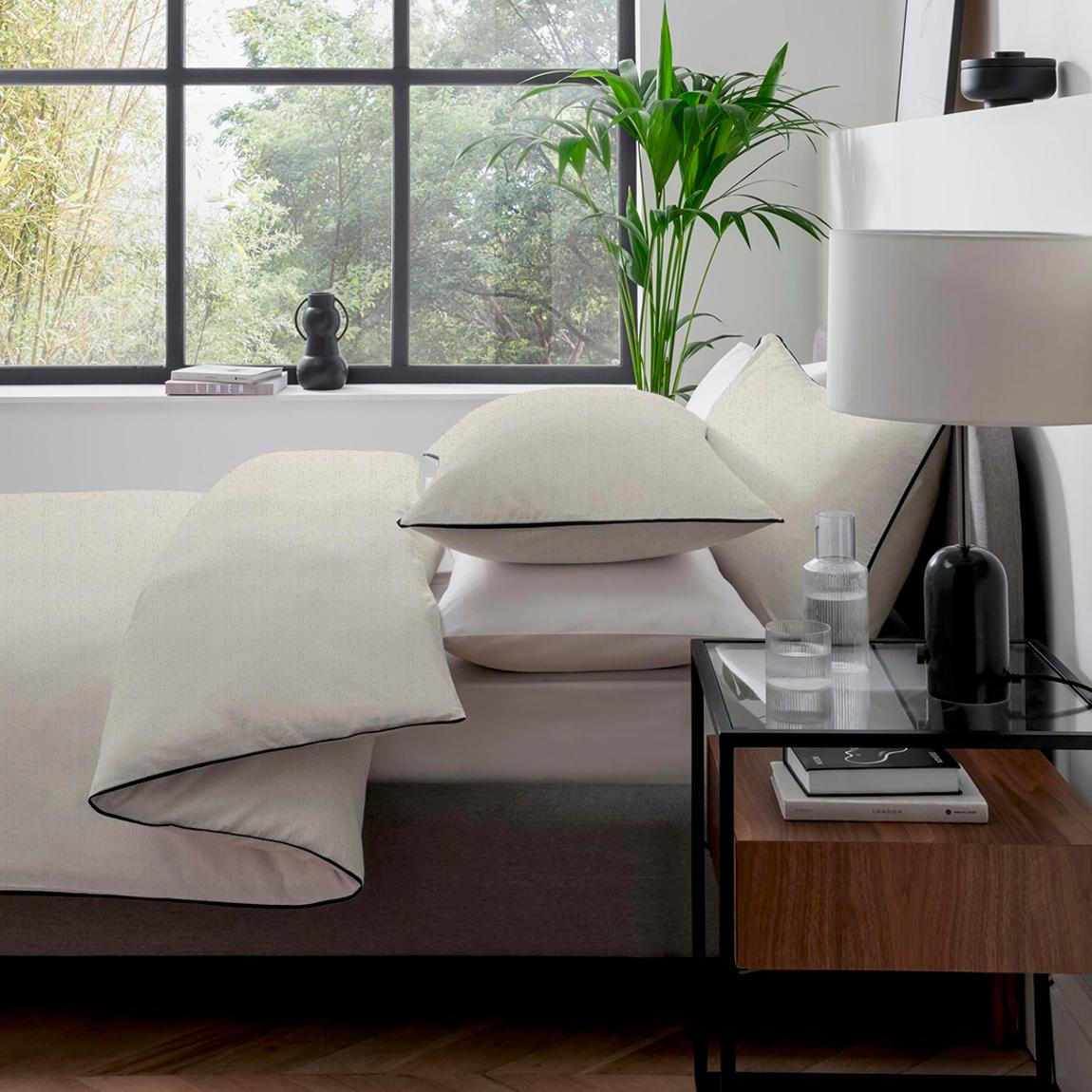 Double Duvet Set, Natural with Black Border main product photo