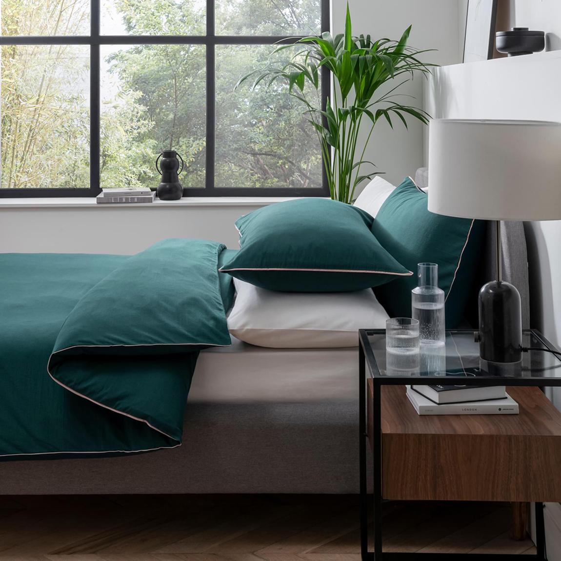 King Duvet Set, Teal with Apricot Border main product photo