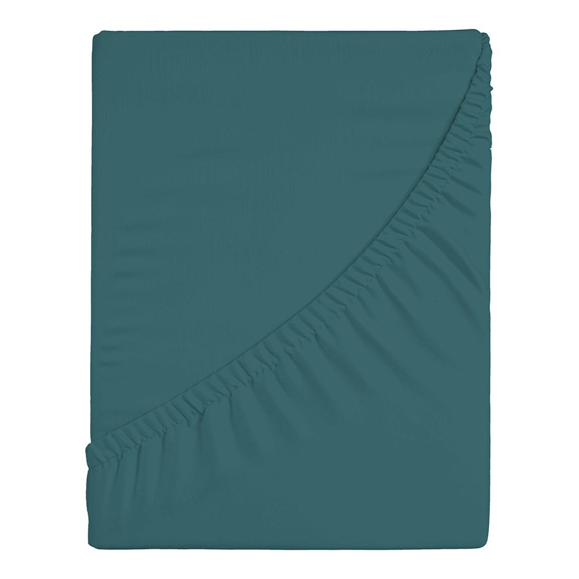 Double Fitted Sheet, Teal with Apricot Border main product photo
