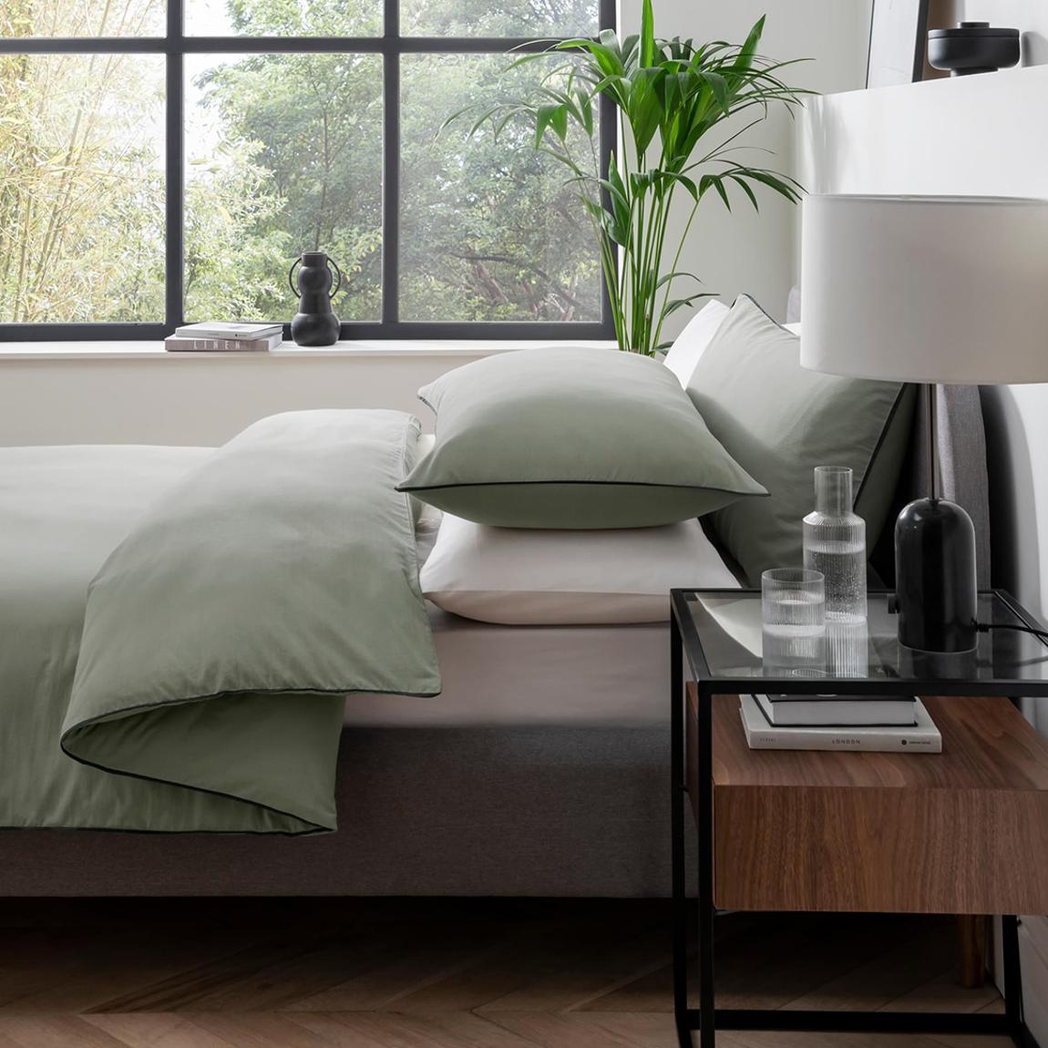 King Duvet Set, Sage with Forest Border main product photo