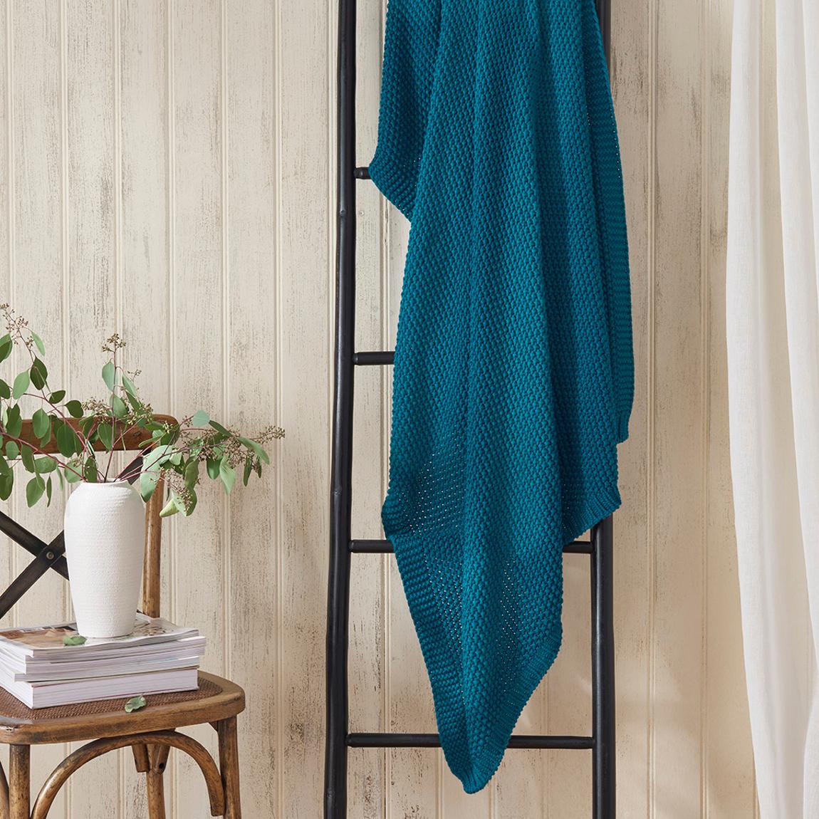 Knitted Throw, Teal main product photo