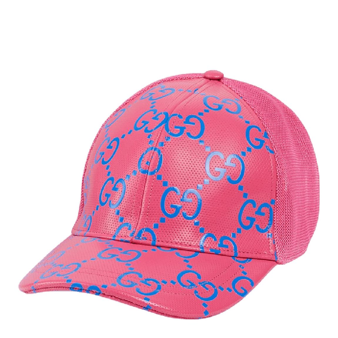 Pink And Blue GG Leather Baseball Hat main product photo