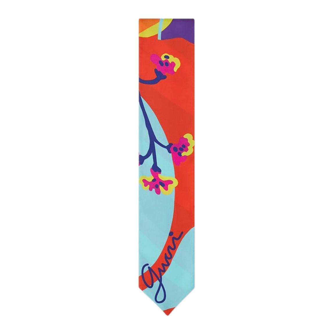 Multicolour Flower And Stripe Print Silk Neck Bow main product photo