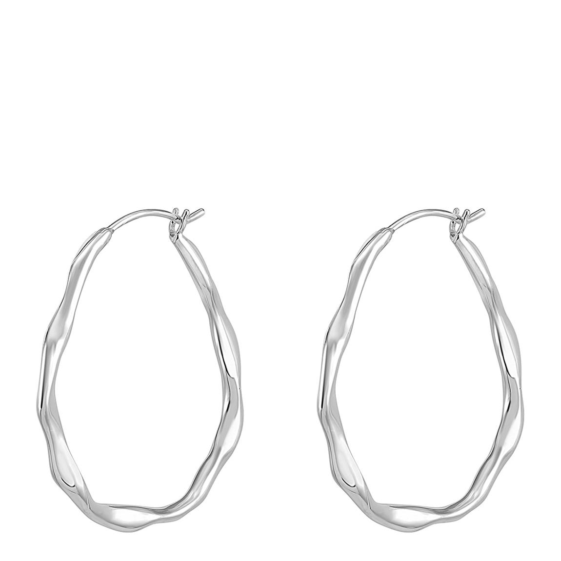 Silver Large Oval Waterfall Hoops main product photo