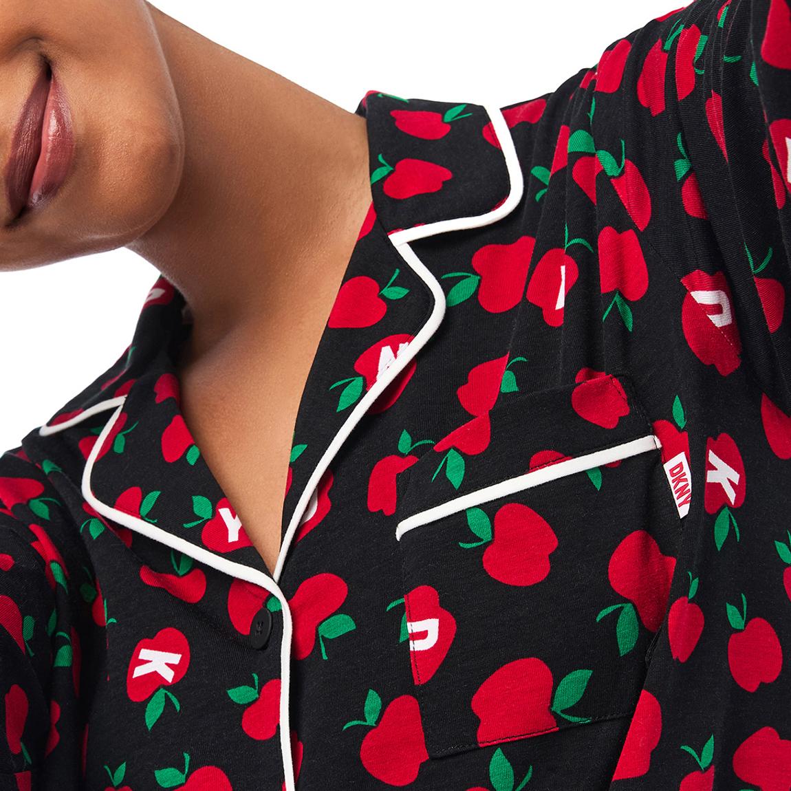 Black Apples Notch Collar Pyjama Set main product photo