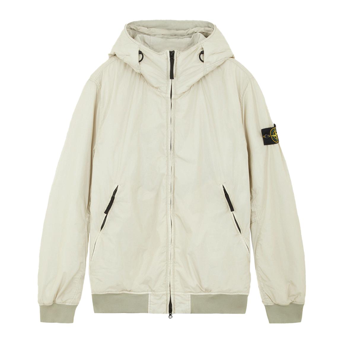 Ecru Blouson Crinkle Hooded Jacket main product photo