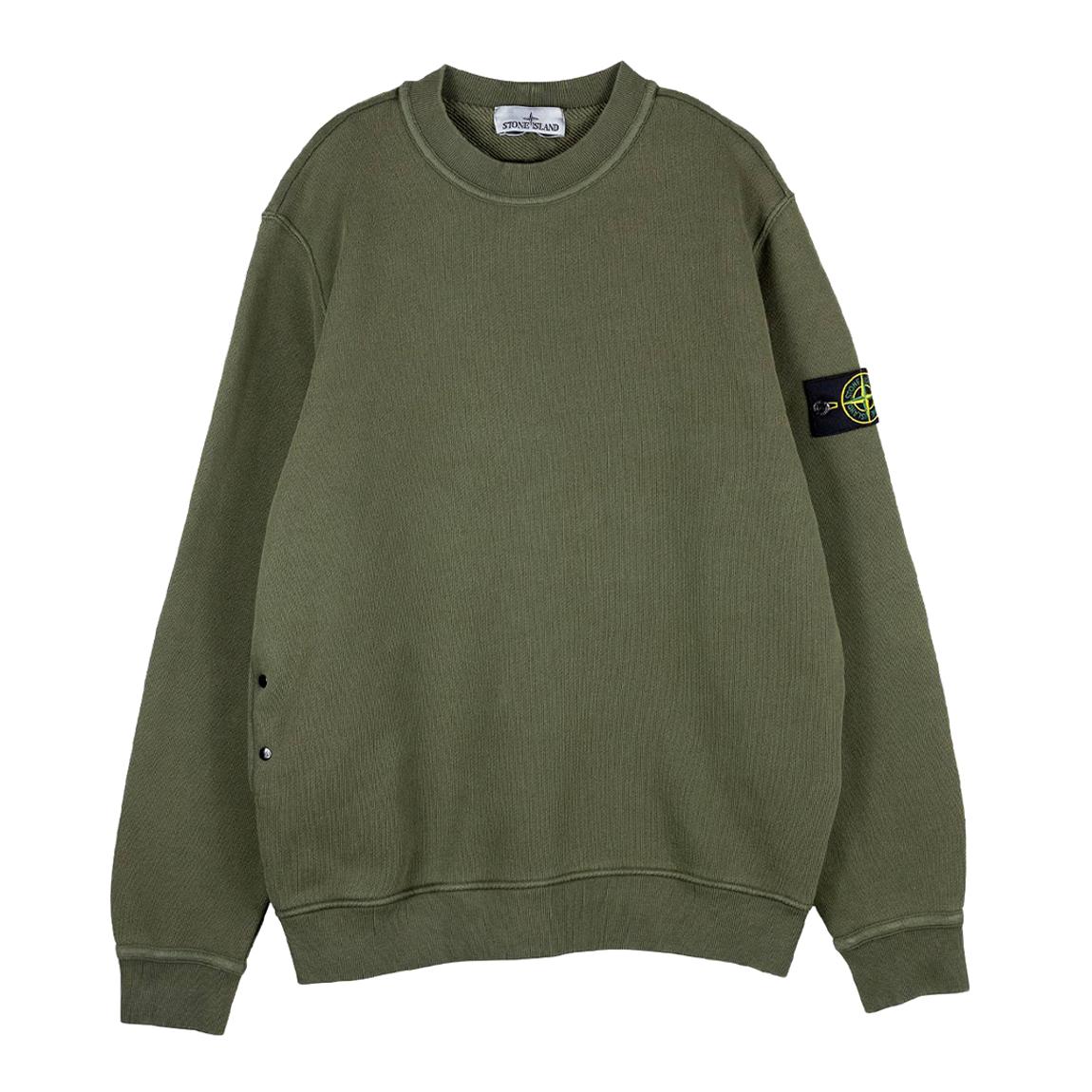 Khaki Old Effect Crewneck Cotton Sweatshirt main product photo