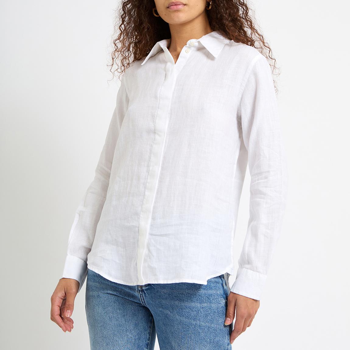 White Capri Linen Shirt main product photo
