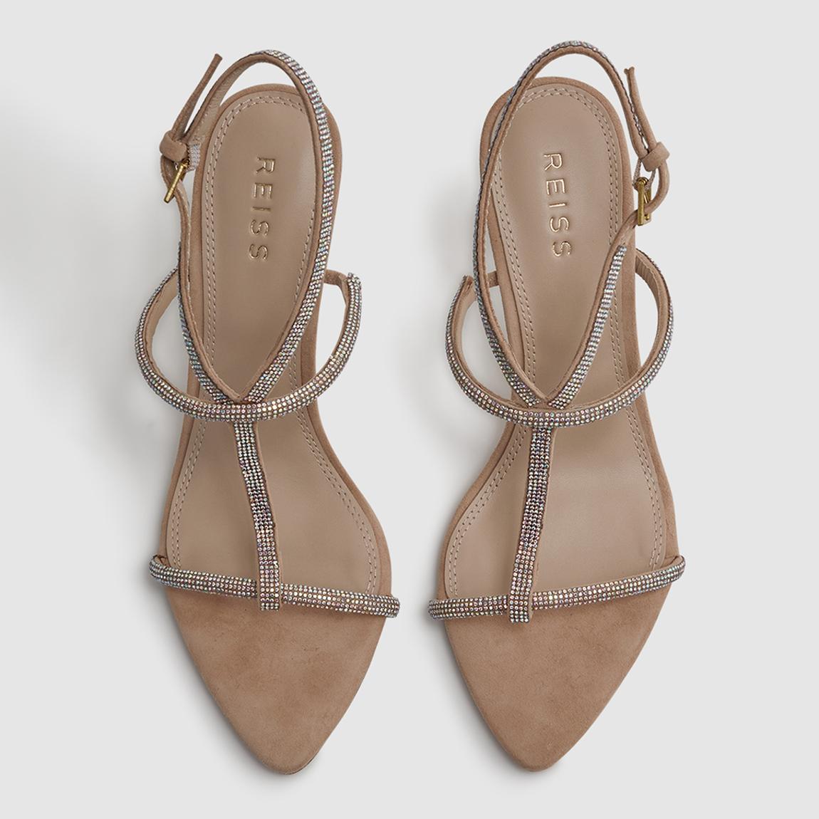 Beige Julie Suede Heeled Sandals main product photo
