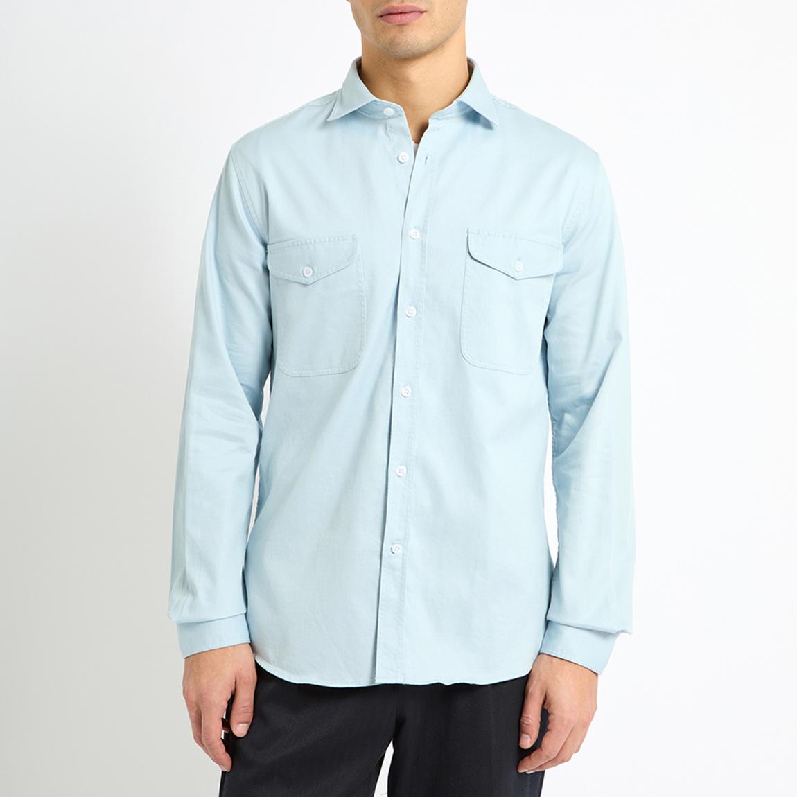Light Blue Hugo Textured Cotton Blend Overshirt main product photo