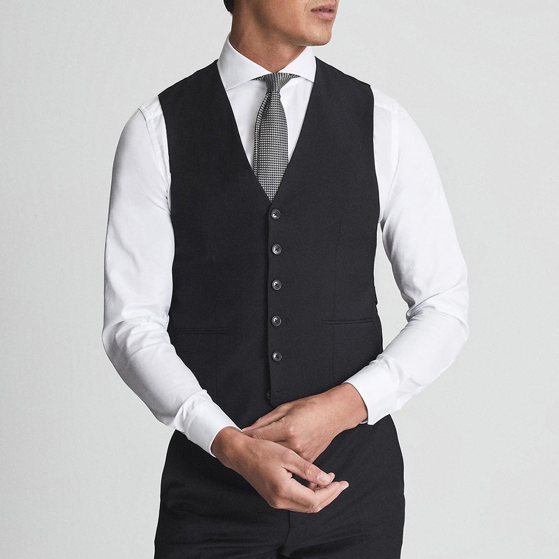 Black Hope Modern Fit Travel Wool Blend Waistcoat main product photo