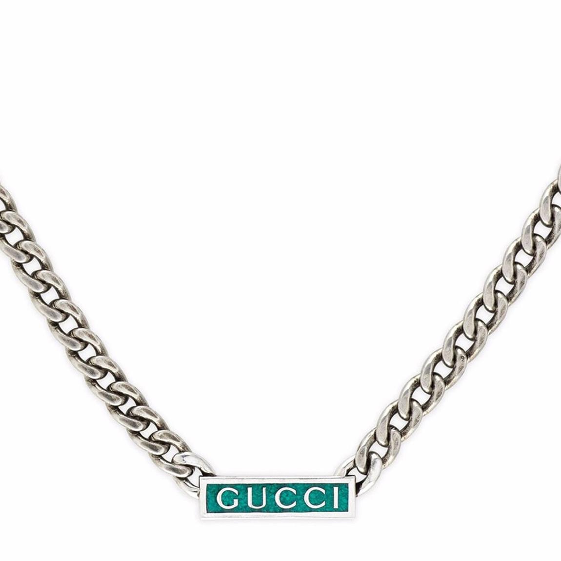 Sterling Silver Logo Plaque Gourmette Chain Necklace main product photo