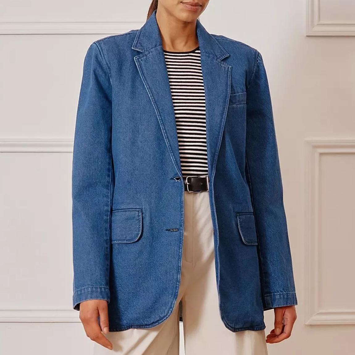 Blue Cotton Denim Blazer main product photo