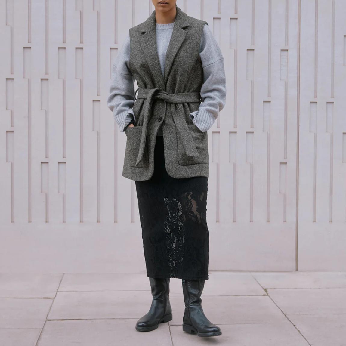 Grey Herringbone Wool Blend Jacket main product photo