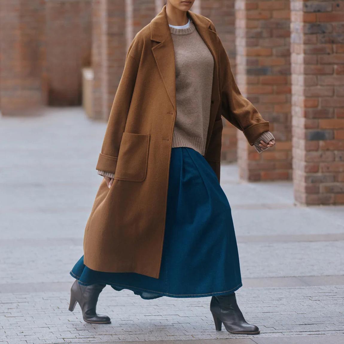 Brown Wool Blend Longline Coat main product photo