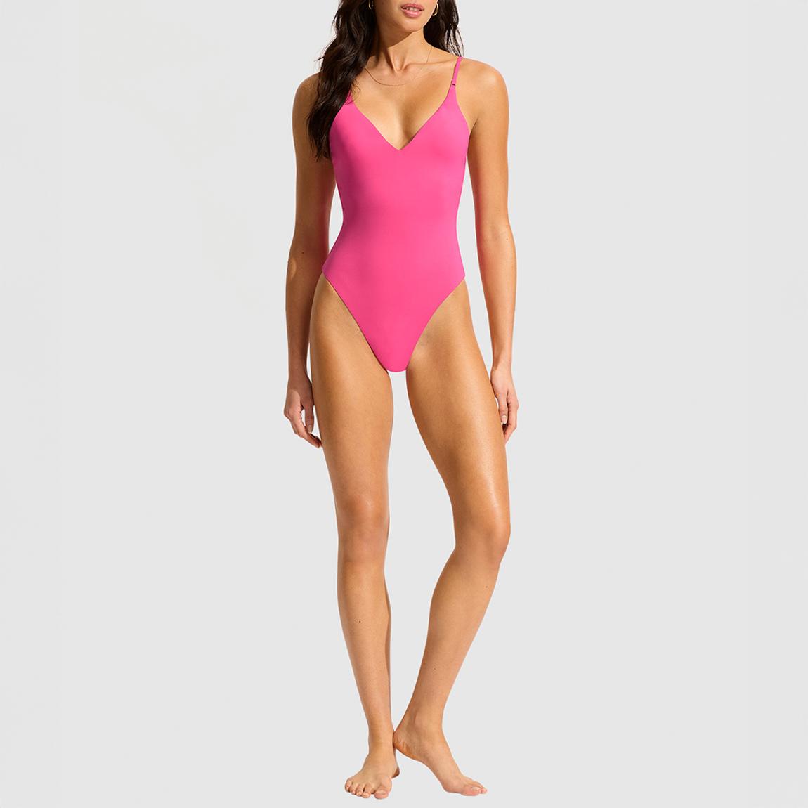 Pink V Neck One Piece main product photo