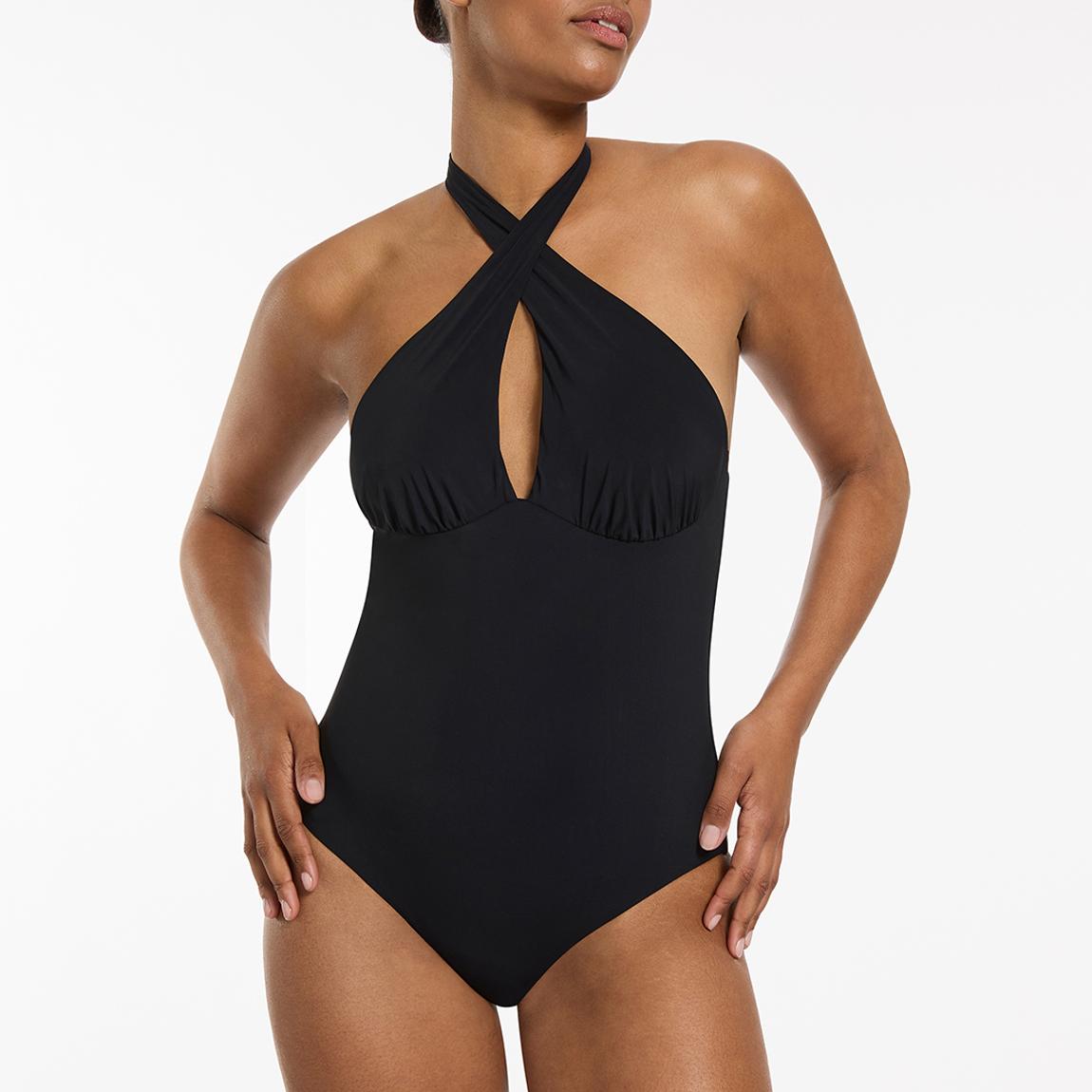 Black Jetset Cross Over Halter One Piece Swimsuit main product photo