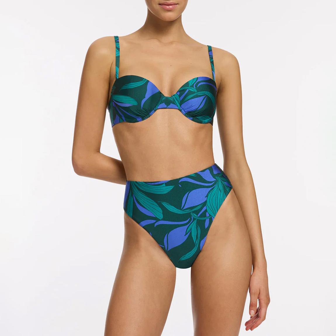 Blue Multi Queenofthenight High Leg High Waist Bikini Bottoms main product photo