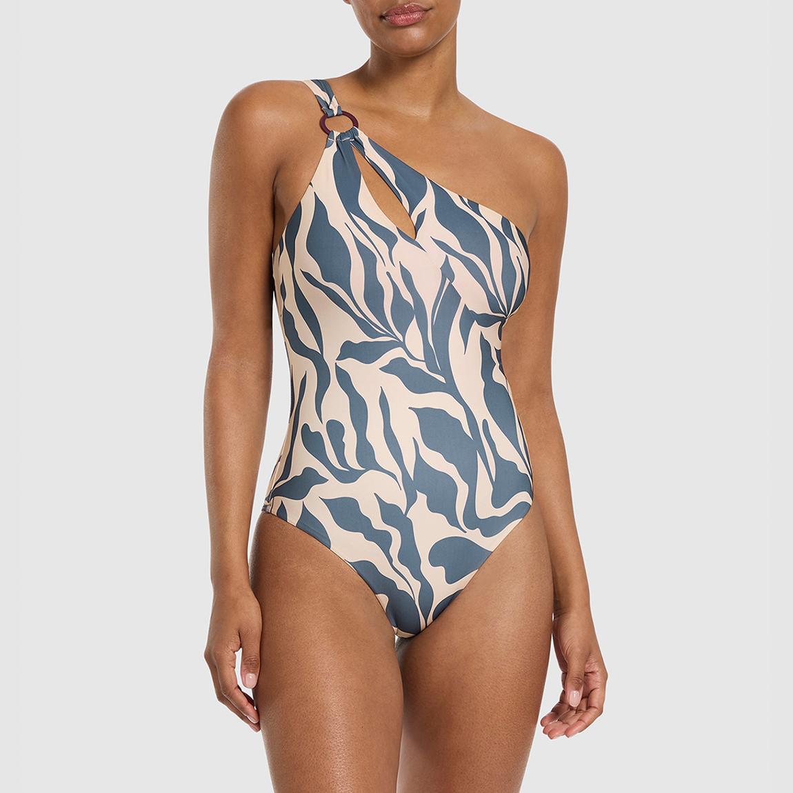 Blue Sereno One Shoulder Ring One Piece Swimsuit main product photo