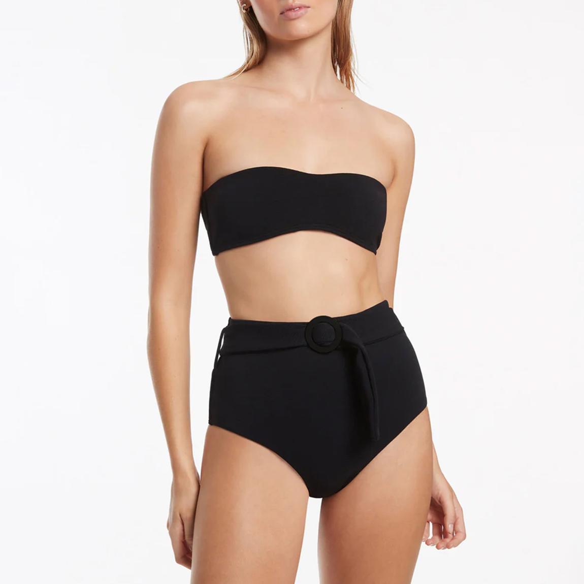 Black Islarib Belted Highwaist Bikini Bottoms main product photo
