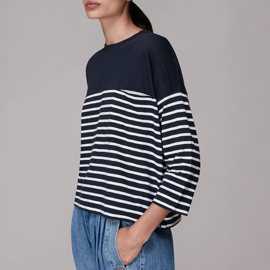Navy Breton Cotton Top main product photo