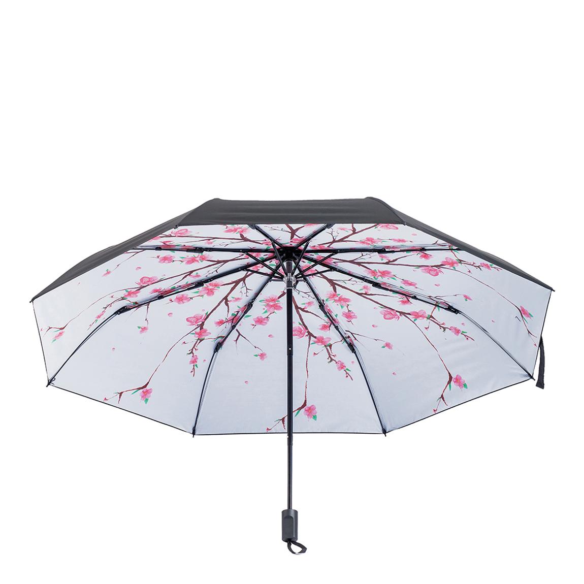 Black Inner Cherry Blossom Print Folding Umbrella main product photo