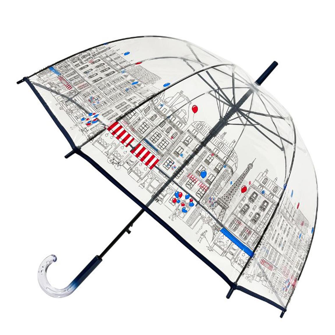 Paris Skyline Transparent Automatic Walking Birdcage Umbrella main product photo
