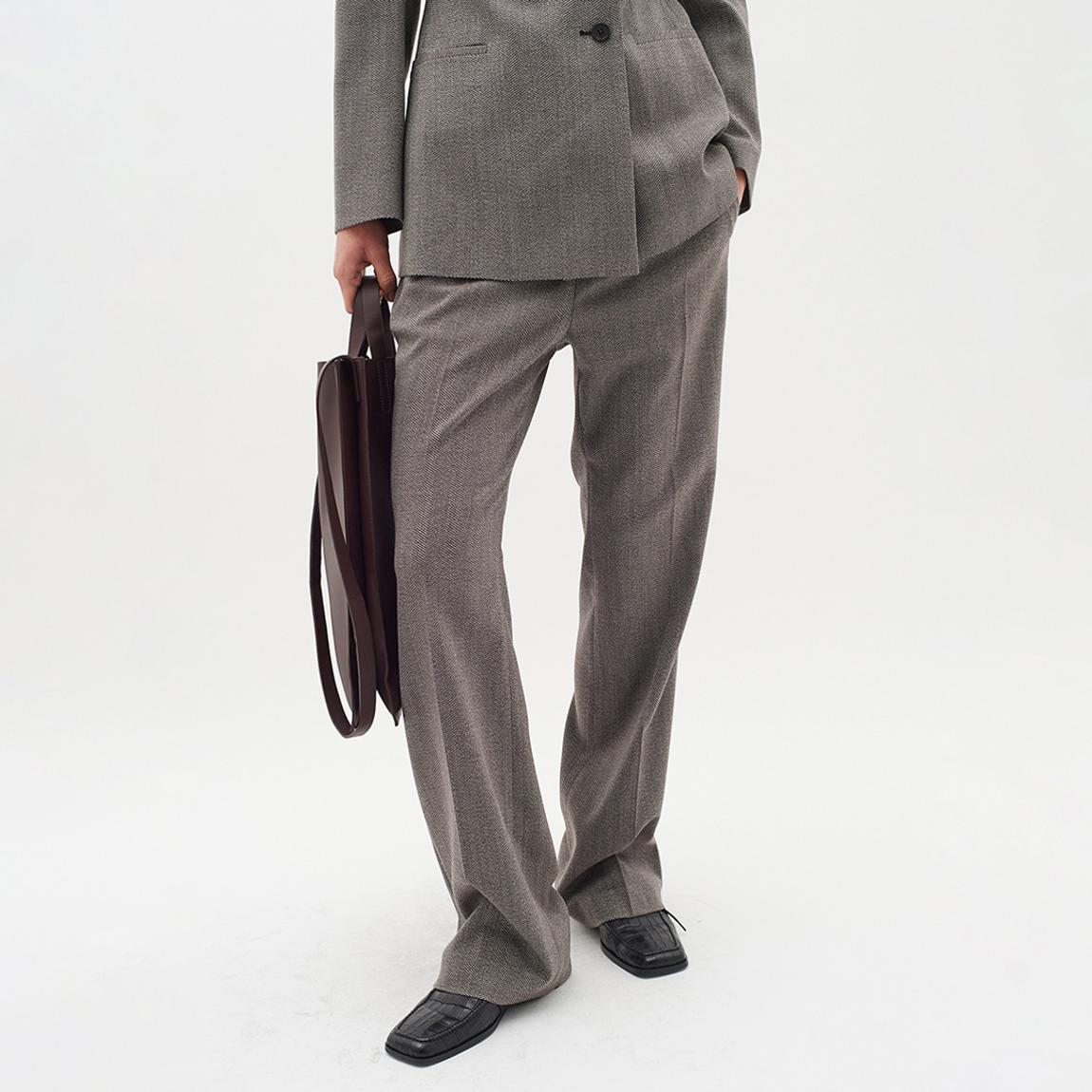 Brown Herringbone Tailored Trousers main product photo