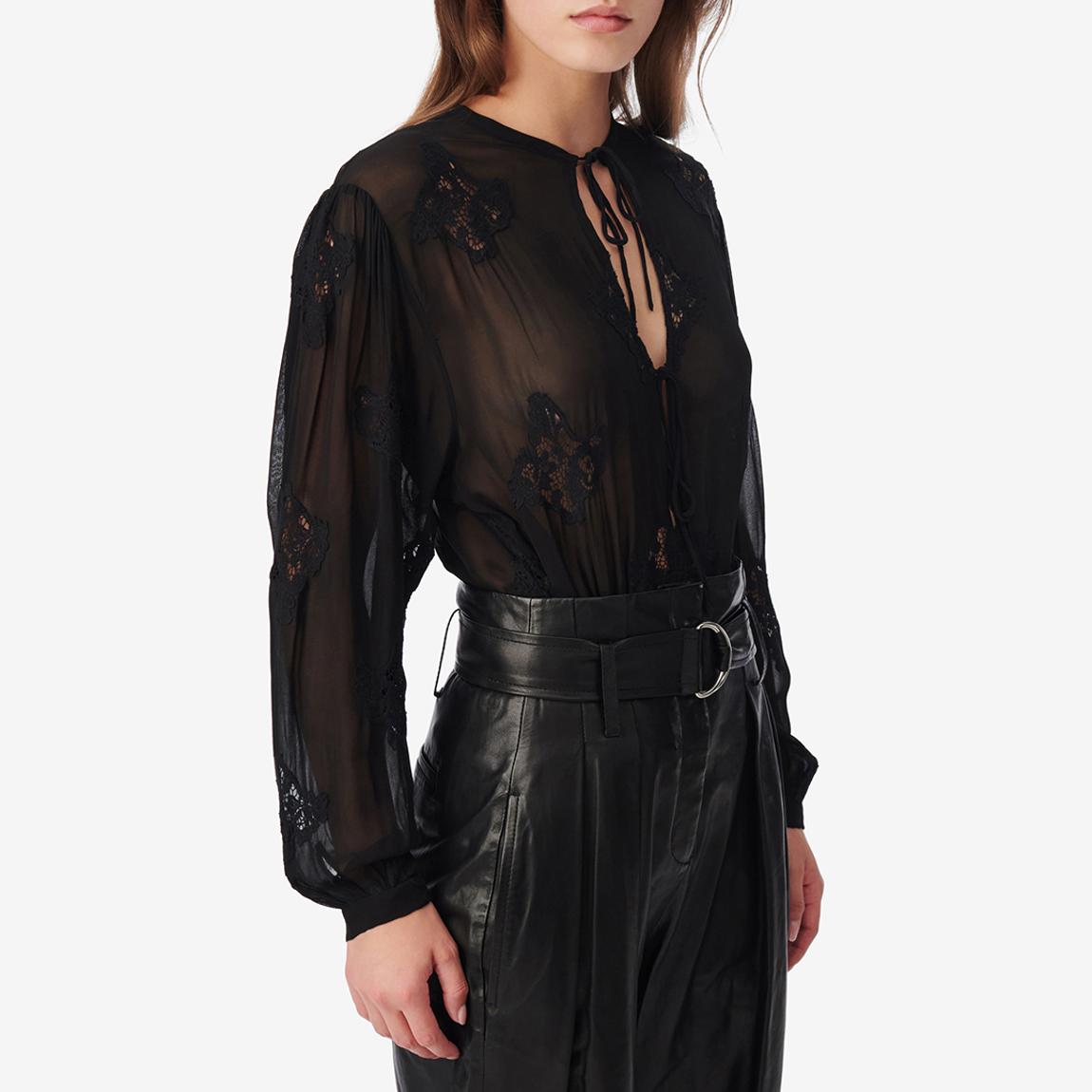 Black Embroidered Sheer Blouse main product photo