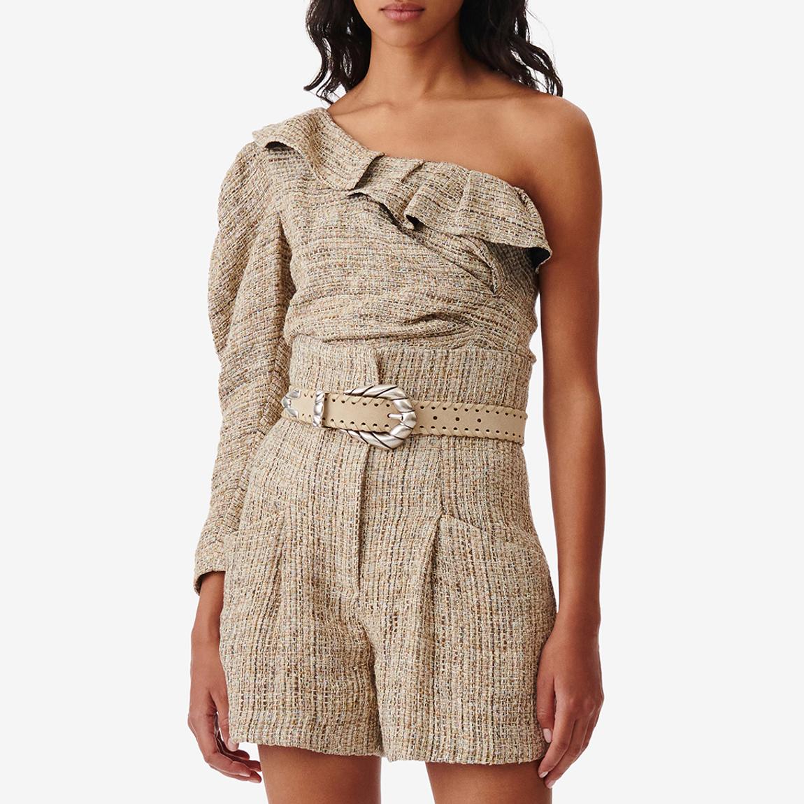 Beige Asymmetric Ruffle Detail Top main product photo