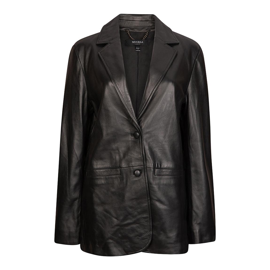 Black Button Leather Blazer main product photo