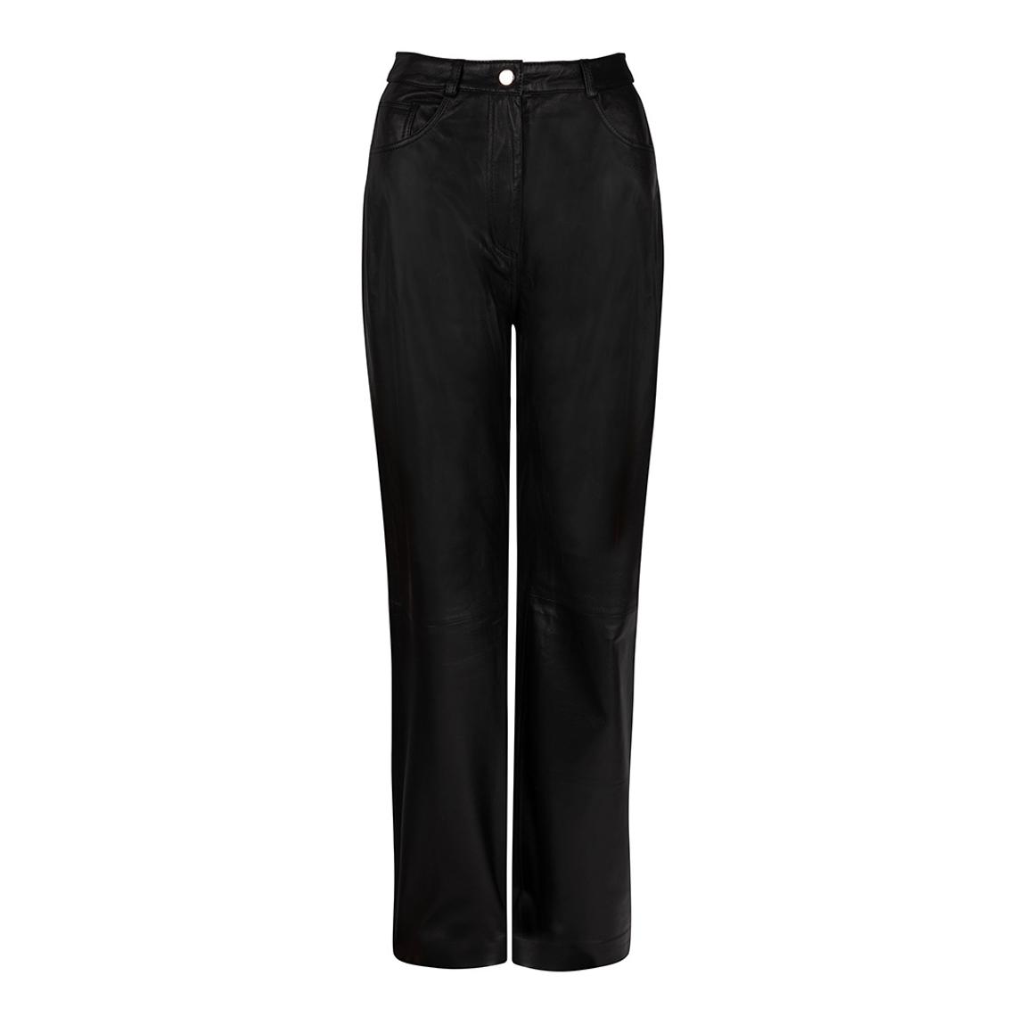 Black Amy Straight Leather Trousers main product photo