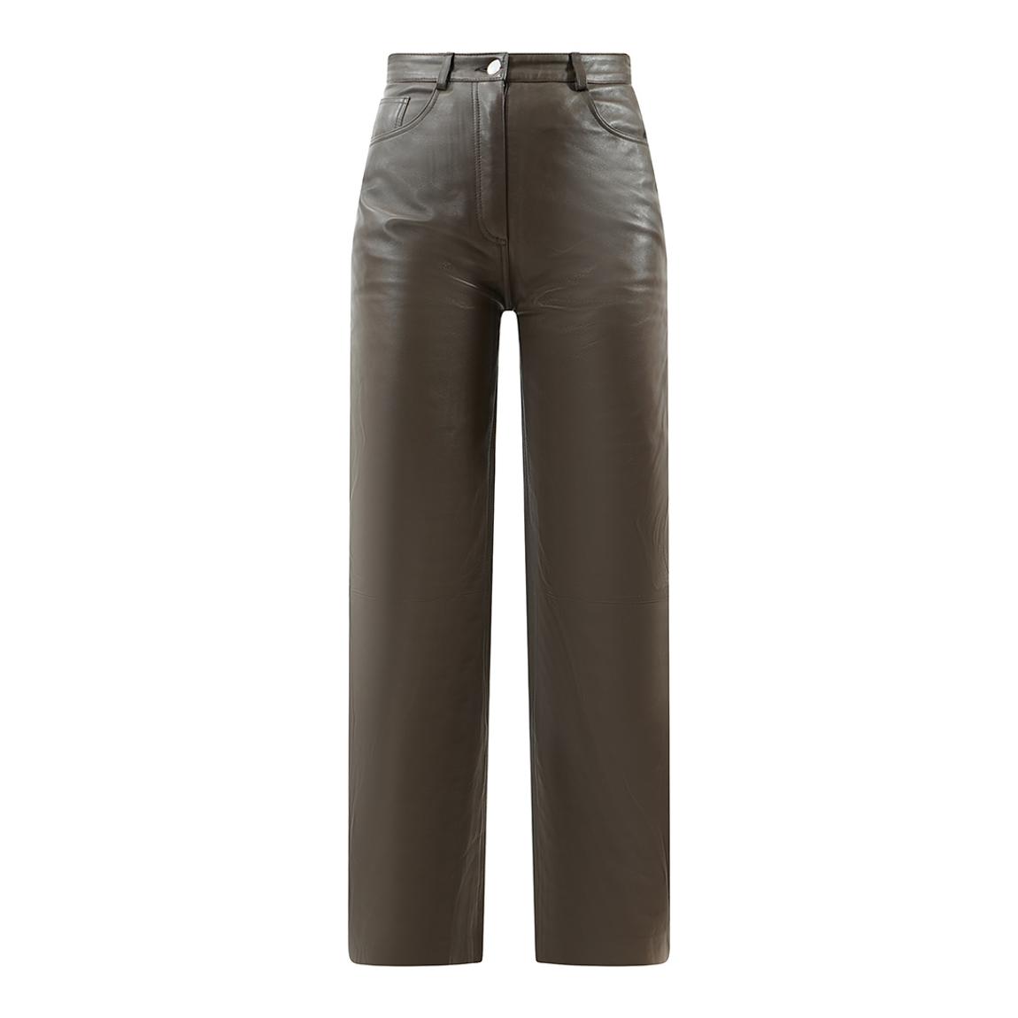 Brown Amy Straight Leather Trousers main product photo